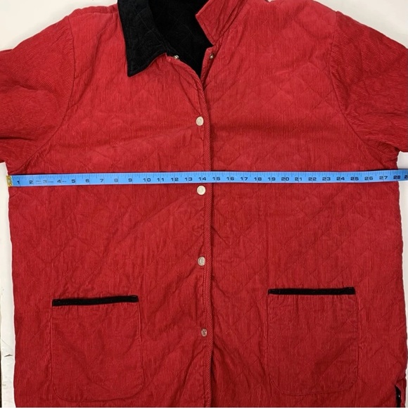 Denim & Co Women Plus Size 2X Chore Barn Coat Reversible Corduroy Velvet Quilted - Picture 10 of 14